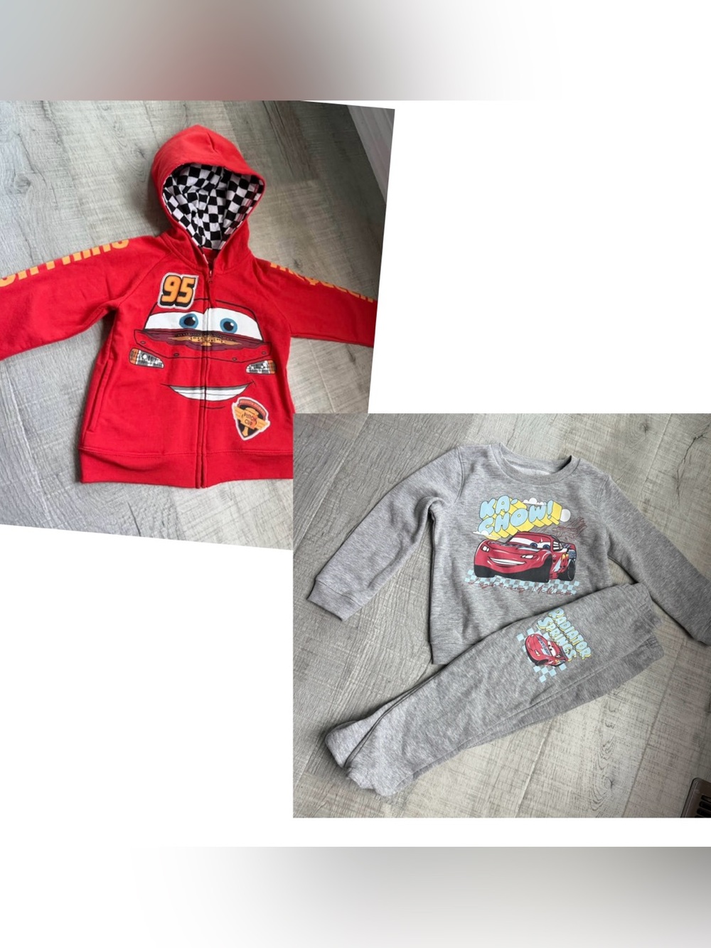 Disney Lightning McQueen Hoodie & Sweatshirt Set - Red & Gray